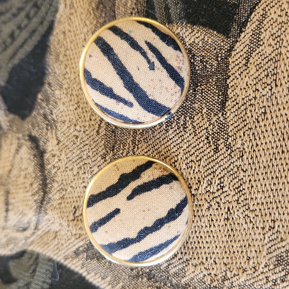 Zebra Button Earrings
